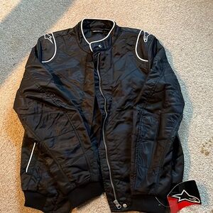 Alpinestars Black Bomber Jacket with White Piping